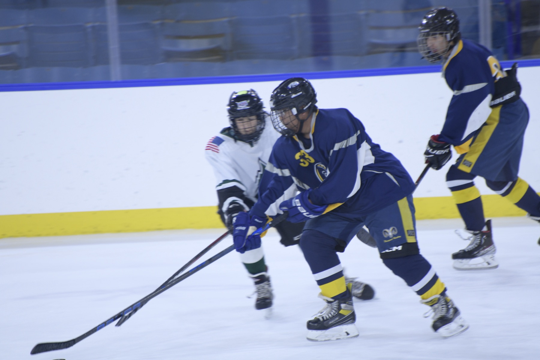 Hockey player controlling the puck